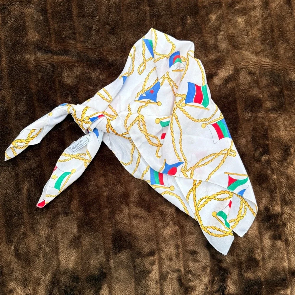 Vintage Nautical‎ Flag & Rope Print Scarf - 30